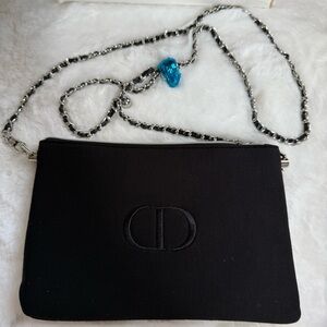Dior NIB Silver and Black Beauty Pouch/Clutch